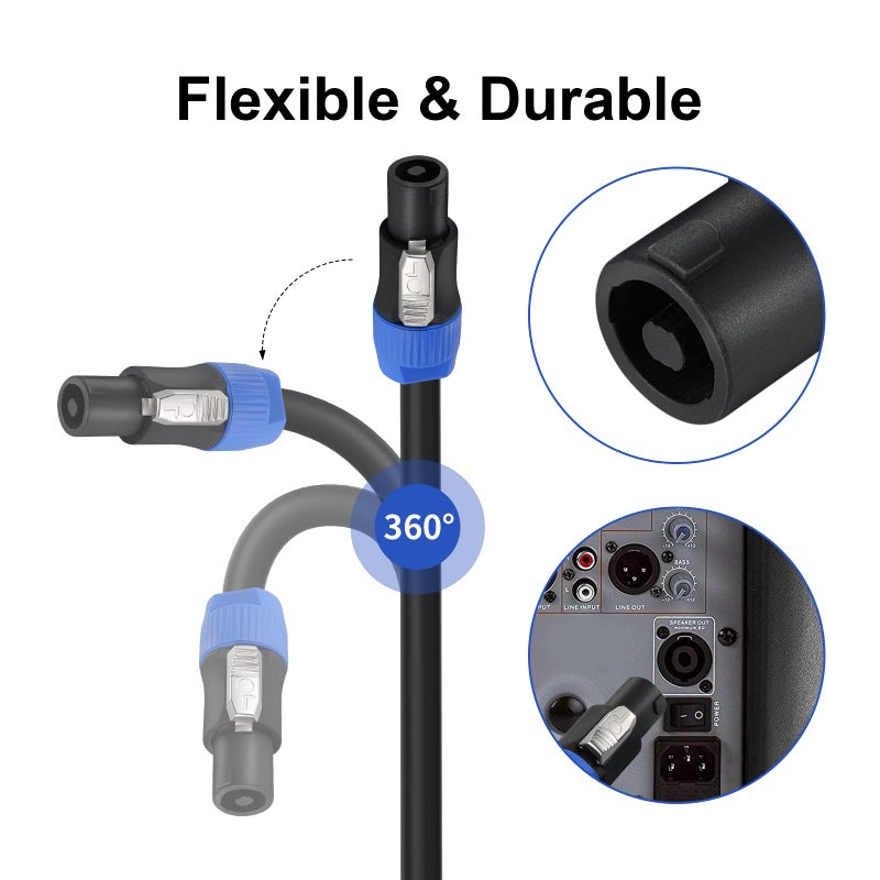 EBXYA كابل صوتي EBXYA Speakon إلى Speakon 8 قياس (AWG) 6 أقدام مع موصل Neutrik NL4FX (NL4FC)، 11.5 مم 2 موصلات - Image 4